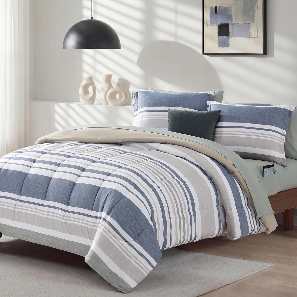 Monbix queen flat sheet 90x102 offers a smooth, breathable foundation.