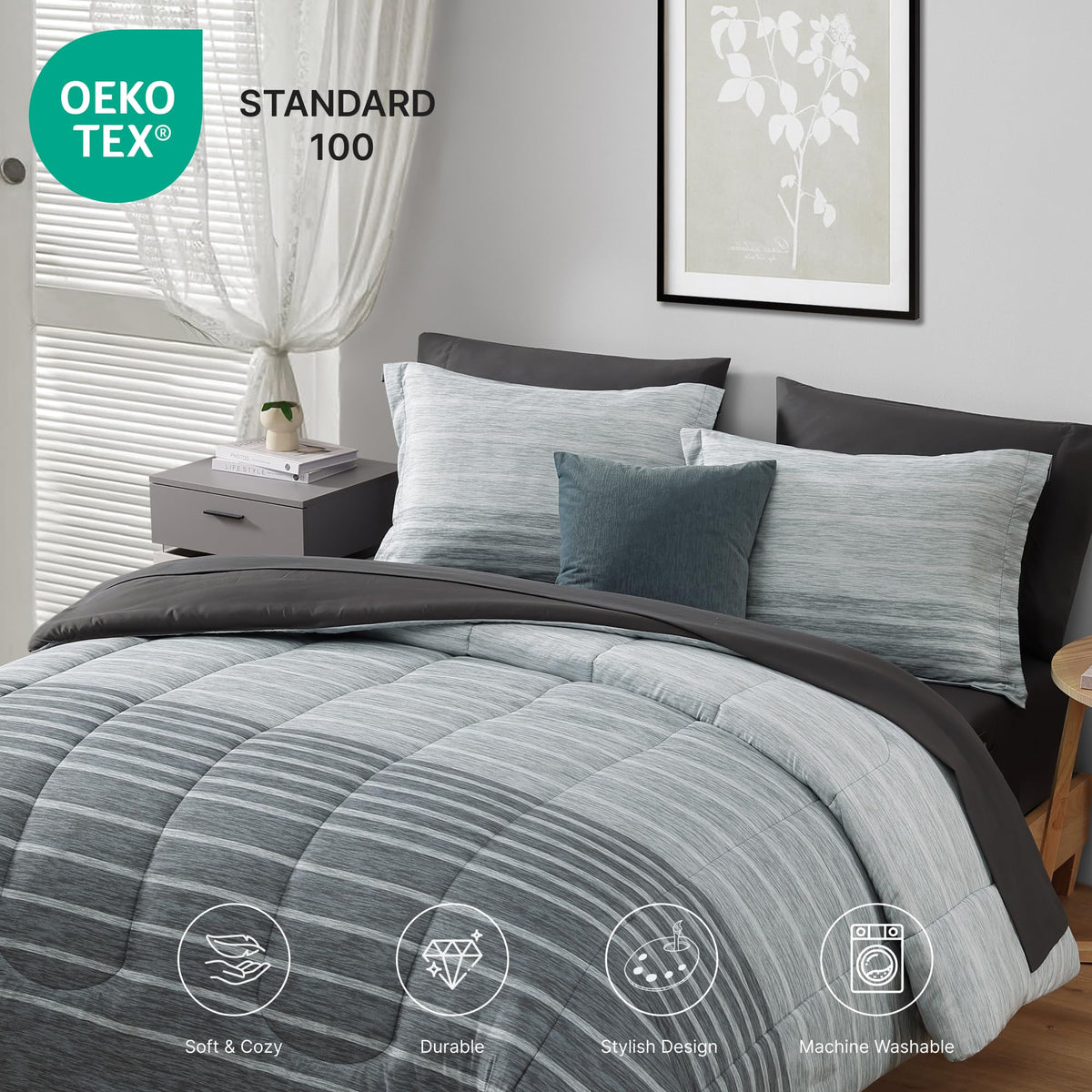 Monbix Queen two shams add decorative finishing touch