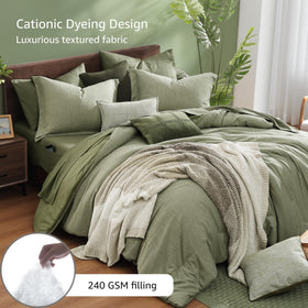 Monbix sage green fitted sheet close-up highlighting secure fit and wrinkle resistance