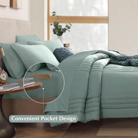 Monbix sage green flat sheet—crisp weave for smooth sleep.