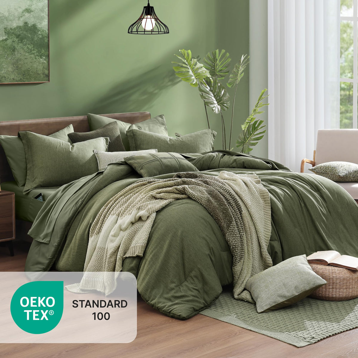 Monbix sham 20x26 in olive green for cohesive look