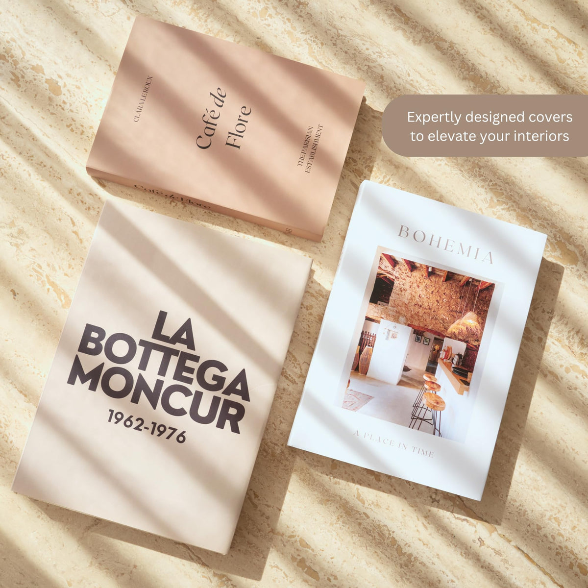 Moncur Home faux books make gift-ready décor for home staging.