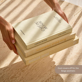 Moncur Home faux books brighten neutral interiors with warm minimalist charm.