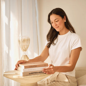 Moncur Home faux books showcase real blank pages for subtle journaling or display.