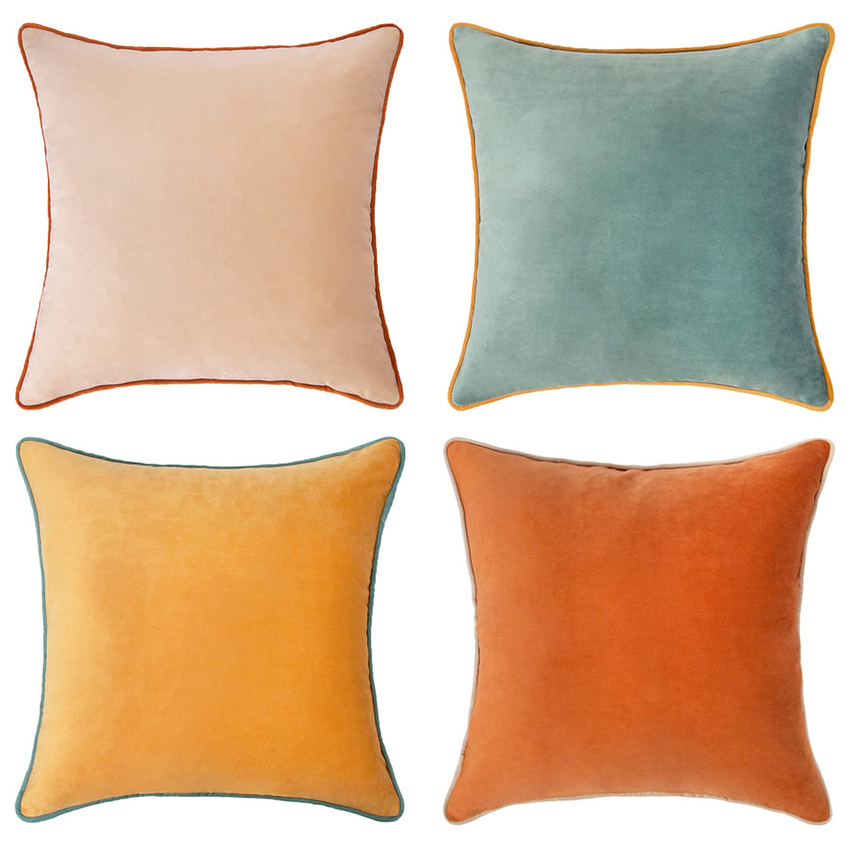 MONDAY MOOSE beige velvet pillow cover showing soft texture for cozy living spaces