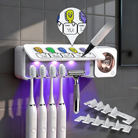 MONIAN 5-slot wall-mount toothbrush holder keeps family brushes organized and accessible