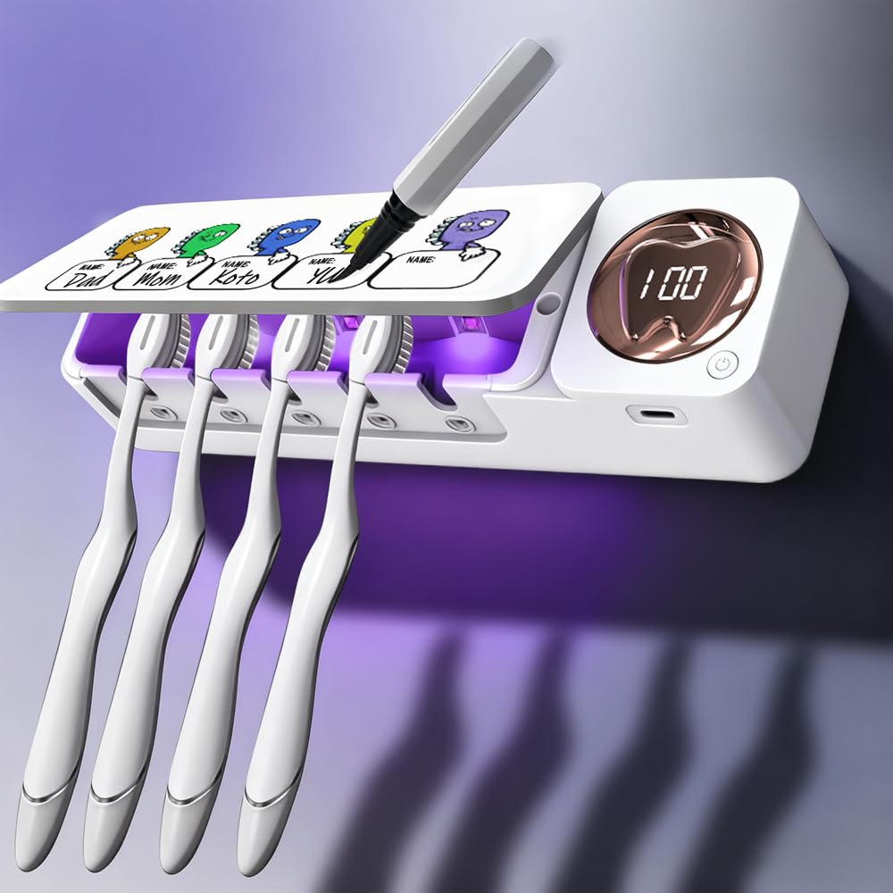 MONIAN toothbrush holder shows 4-slot plus razor configuration for shared bathroom needs