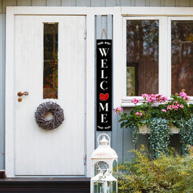 Monjita porch sign with interchangeable disks offers versatile seasonal decor options