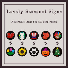 Monjita welcome sign features ten icons for festive front entry styling