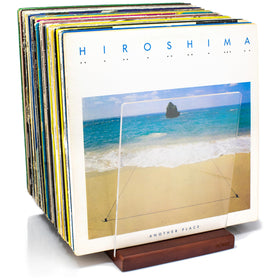 MÖNKE Premium vinyl record storage front view in brown, ideal for organized album display.