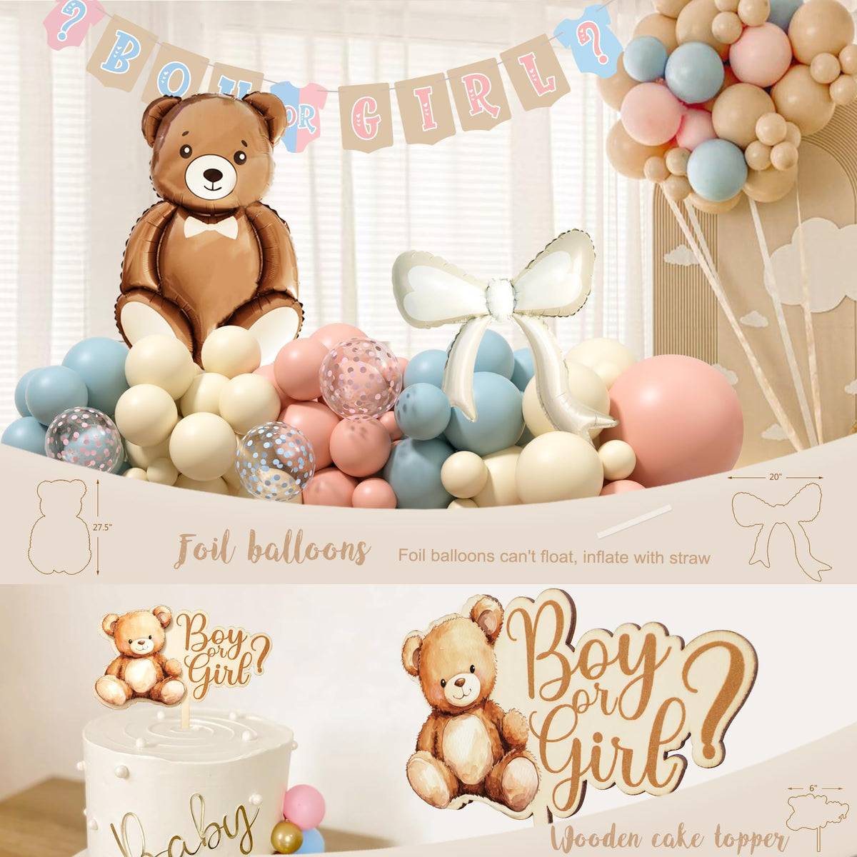 Monnberry bear foil balloon enhances the bear theme.