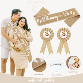 Monnberry dad to be badge creates a playful, celebratory moment.
