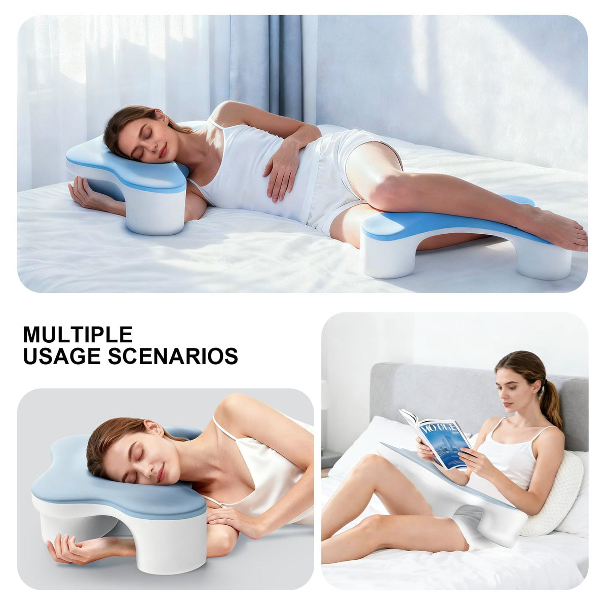 MONSAO pillow adapts for leg, knee, back or sofa use.