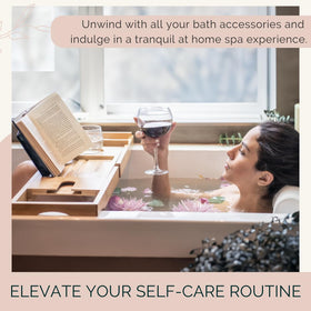 Monsuri modern spa aesthetic bath tray enhances style during soaking