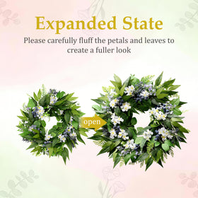 Montekin 22-inch wreath offers a full, voluminous doorway presence.