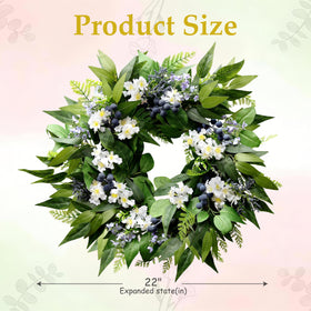 Montekin blueberry wreath hung on wall for farmhouse charm.