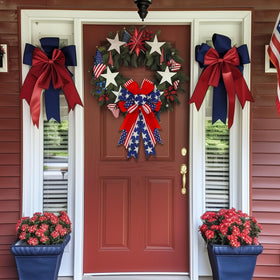 Montekin dual-pack patriotic bow set in blue for quick seasonal updates.