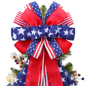 Montekin 53-inch patriotic tree topper bow for bold holiday accents