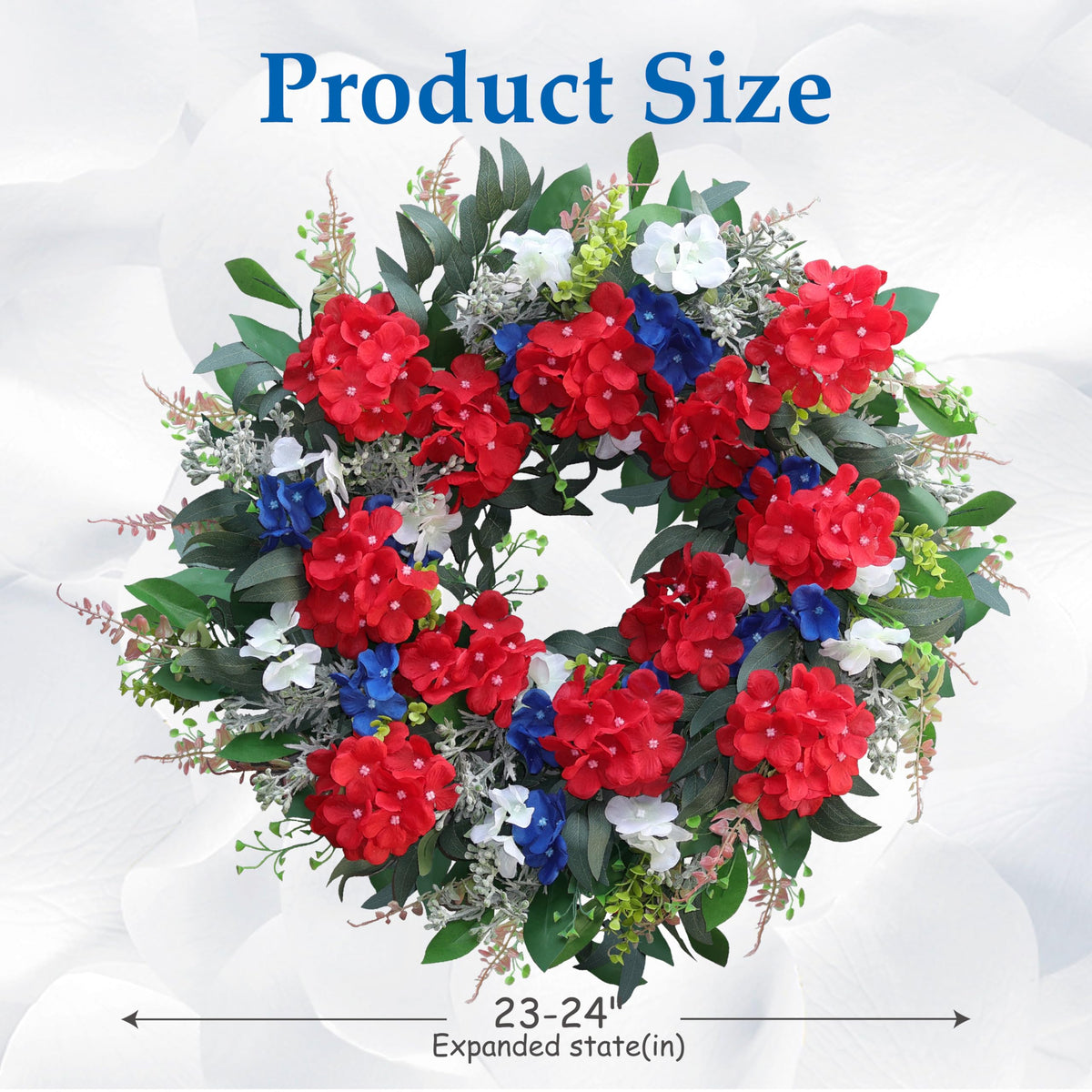 Red white blue color palette enhances outdoor or indoor patriotic displays with Montekin.