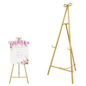 Montex Gold 55-inch easel holds signs with elegant stability.