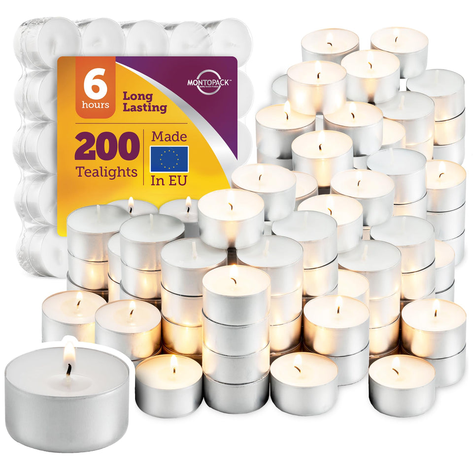 MontoPack unscented tealight candles in bulk for weddings and events.