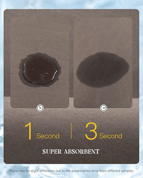 MontVoo absorbent bath mat soaks droplets after shower for a cleaner floor.