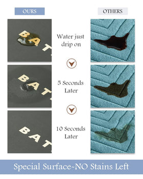 MontVoo bath mat with absorbent layer quickly soaking up water for drier floors.