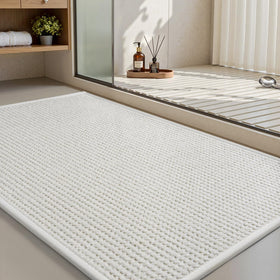 MontVoo chenille absorbent bath mat close-up highlighting plush fibers for quick moisture pickup