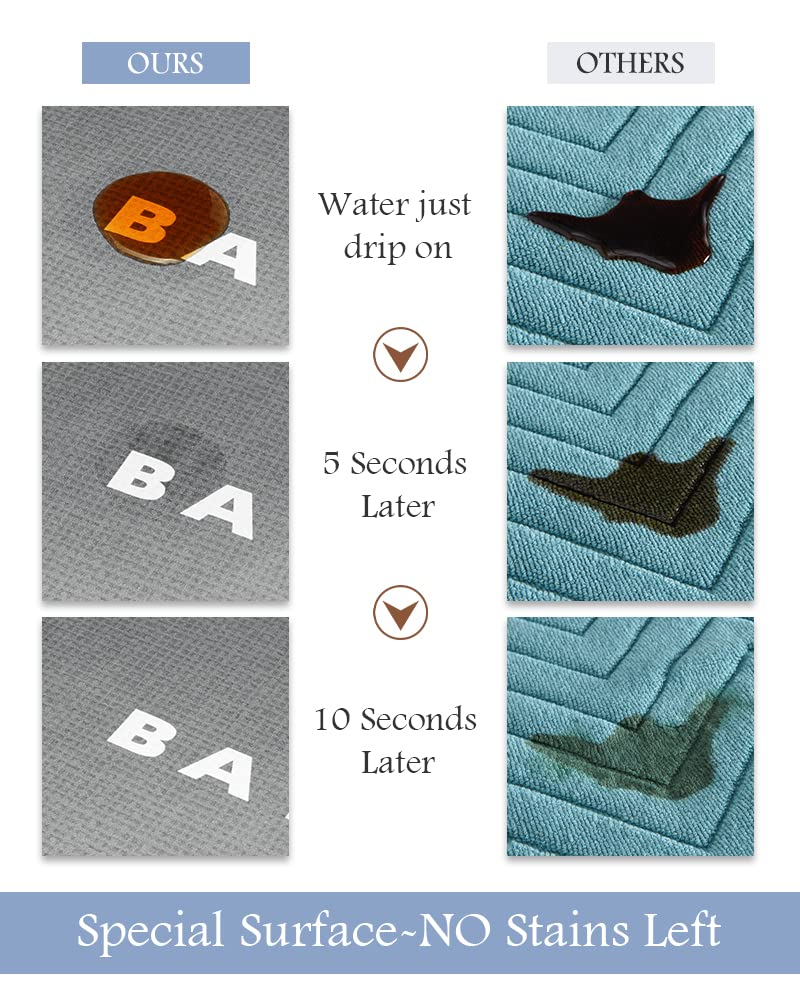 MontVoo bath mat diatomaceous earth layer absorbs water quickly.