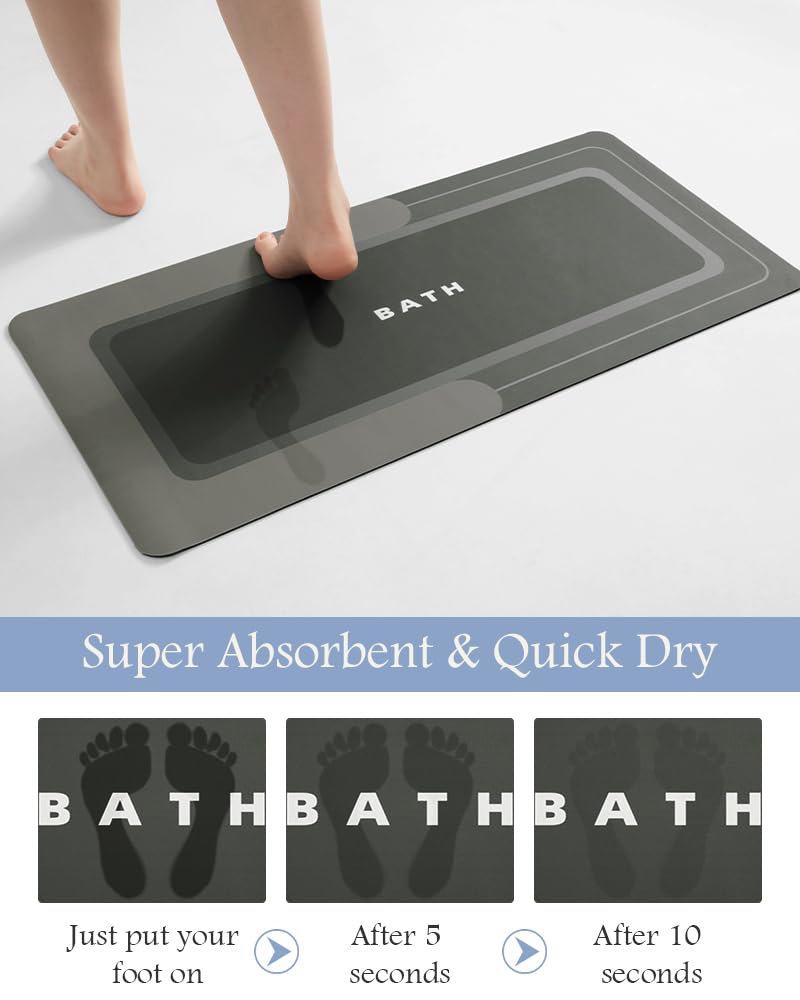 MontVoo bath mat with diatomaceous-earth surface for fast absorption and smooth feel.