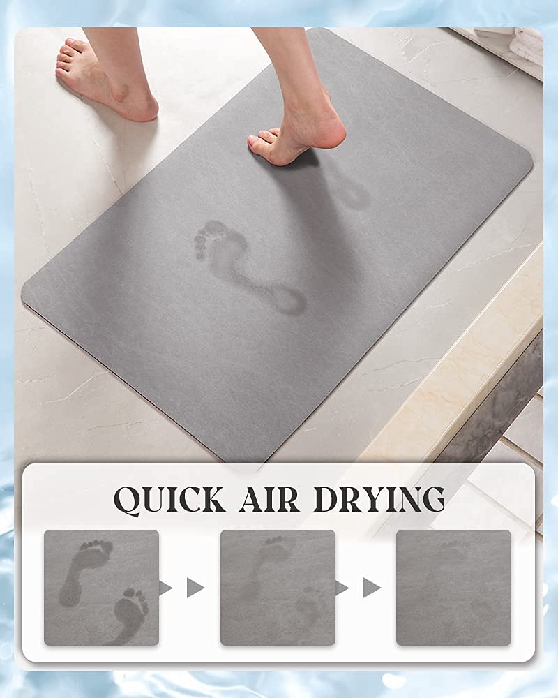 MontVoo bath mat with faux suede surface offers soft texture and quick drying.