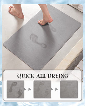 MontVoo bath mat with faux suede surface offers soft texture and quick drying.