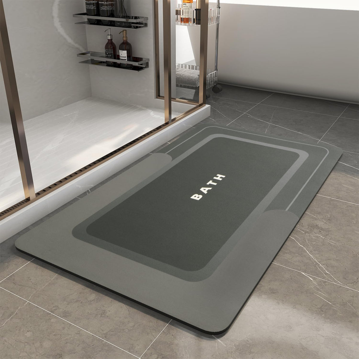 MontVoo bath mat showing the non-slip backing for safer bathroom floors.