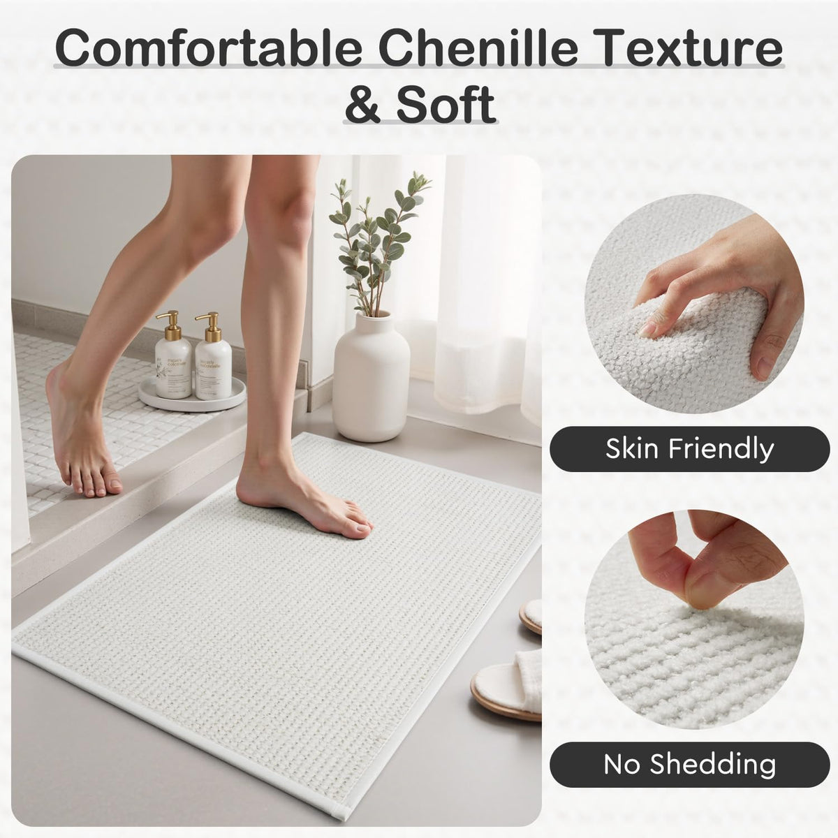 MontVoo quick-dry chenille mat dries fast between showers