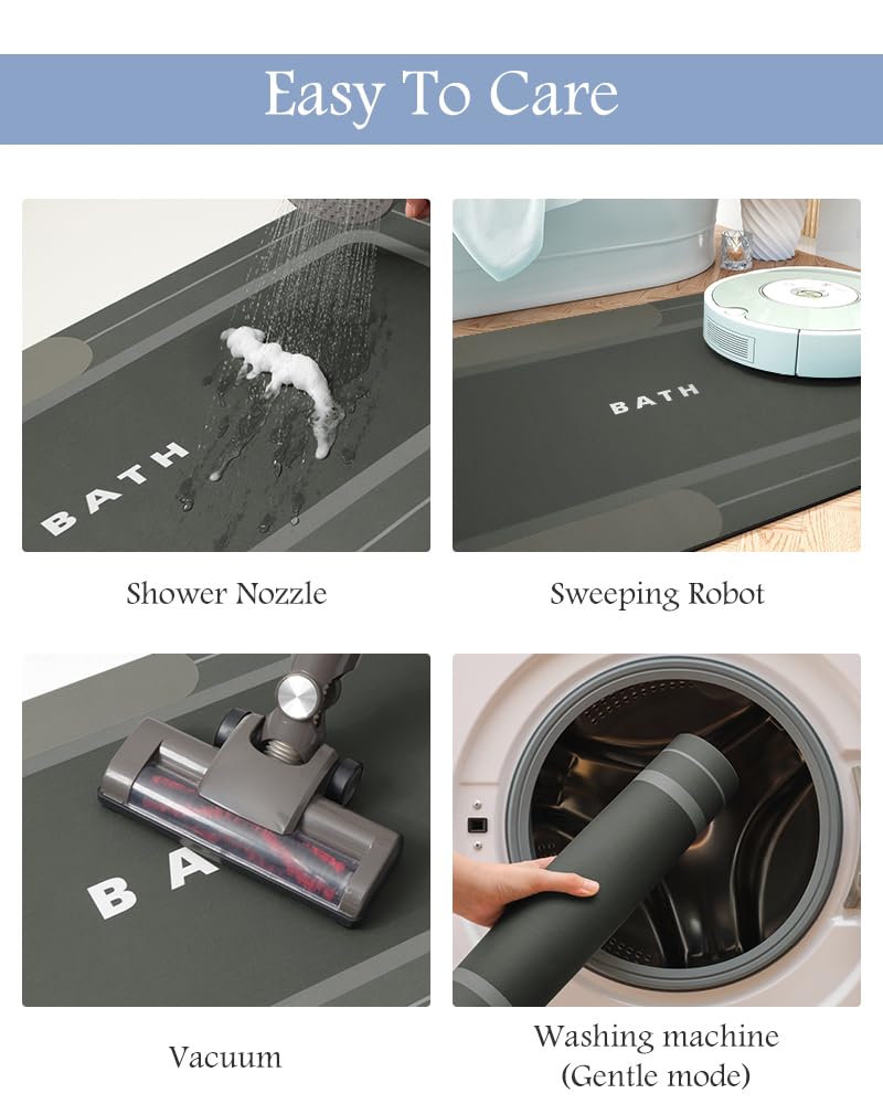 MontVoo bath mat rubber back prevents leakage and movement on wet floors.