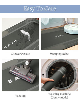 MontVoo bath mat rubber back prevents leakage and movement on wet floors.