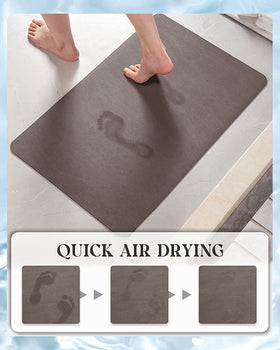 MontVoo bath mat with rubber backing provides anti-slip grip on wet floors.