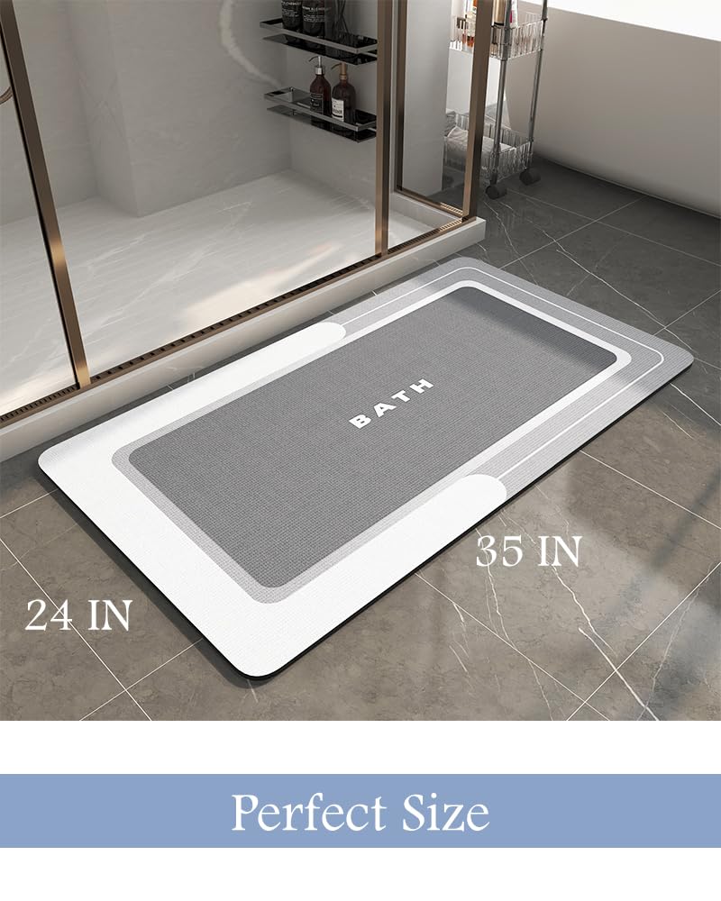 MontVoo bath mat slim design fits under doors for smooth passage.