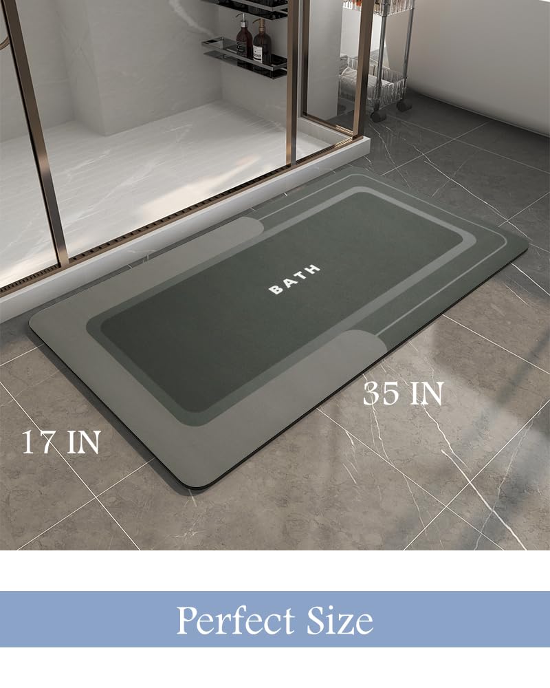 MontVoo bath mat slim profile fits under doors for easy passage.