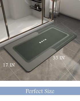 MontVoo bath mat slim profile fits under doors for easy passage.