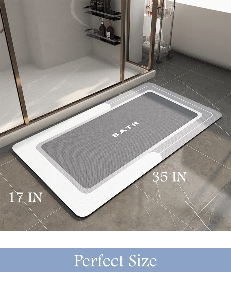 MontVoo bath mat thin profile fits under doors.