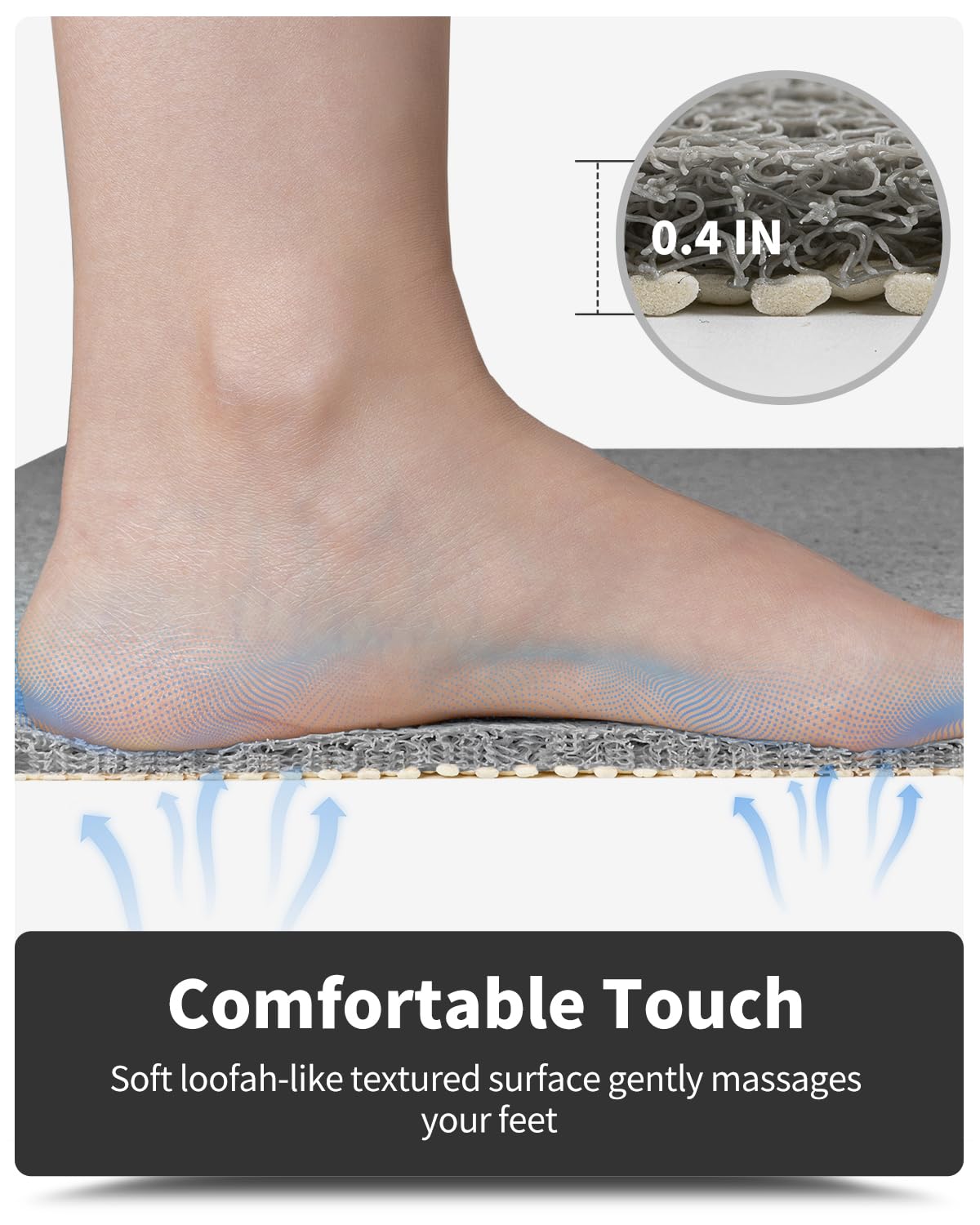 MontVoo loofah texture provides comfortable massage-like support for feet.
