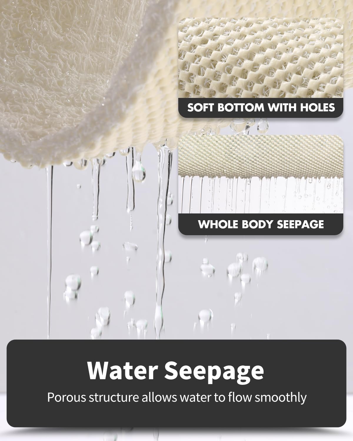 MontVoo loofah-textured mat cleans easily after use, reducing odor.