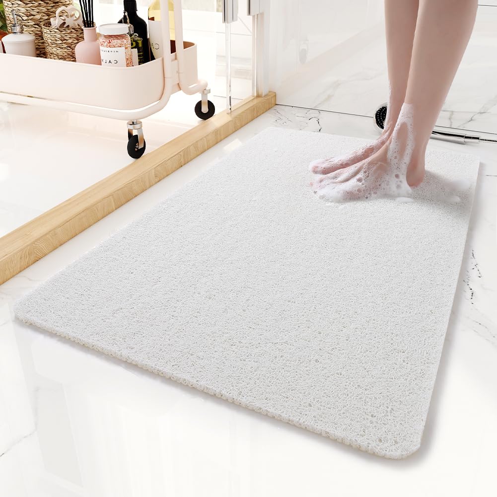 MontVoo non-slip bathtub mat with loofah-surface for comfortable showers and safer footing.