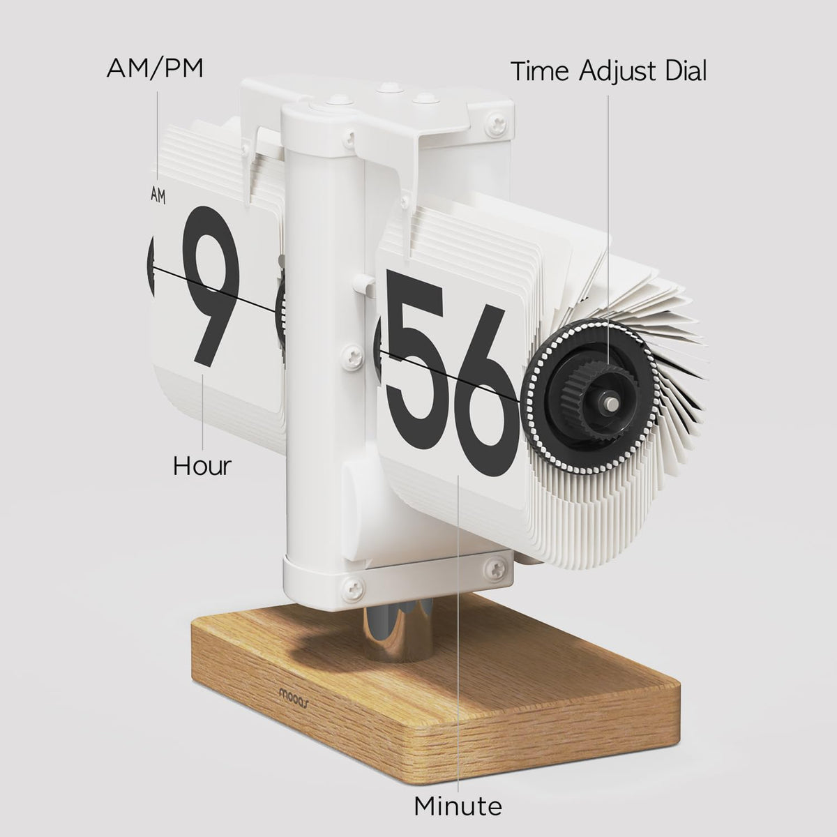 mooas classic flip clock digits close-up emphasizing large readability