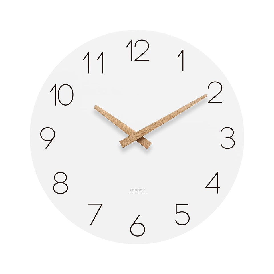 mooas Flatwood wall clock shows slim profile for modern interiors.