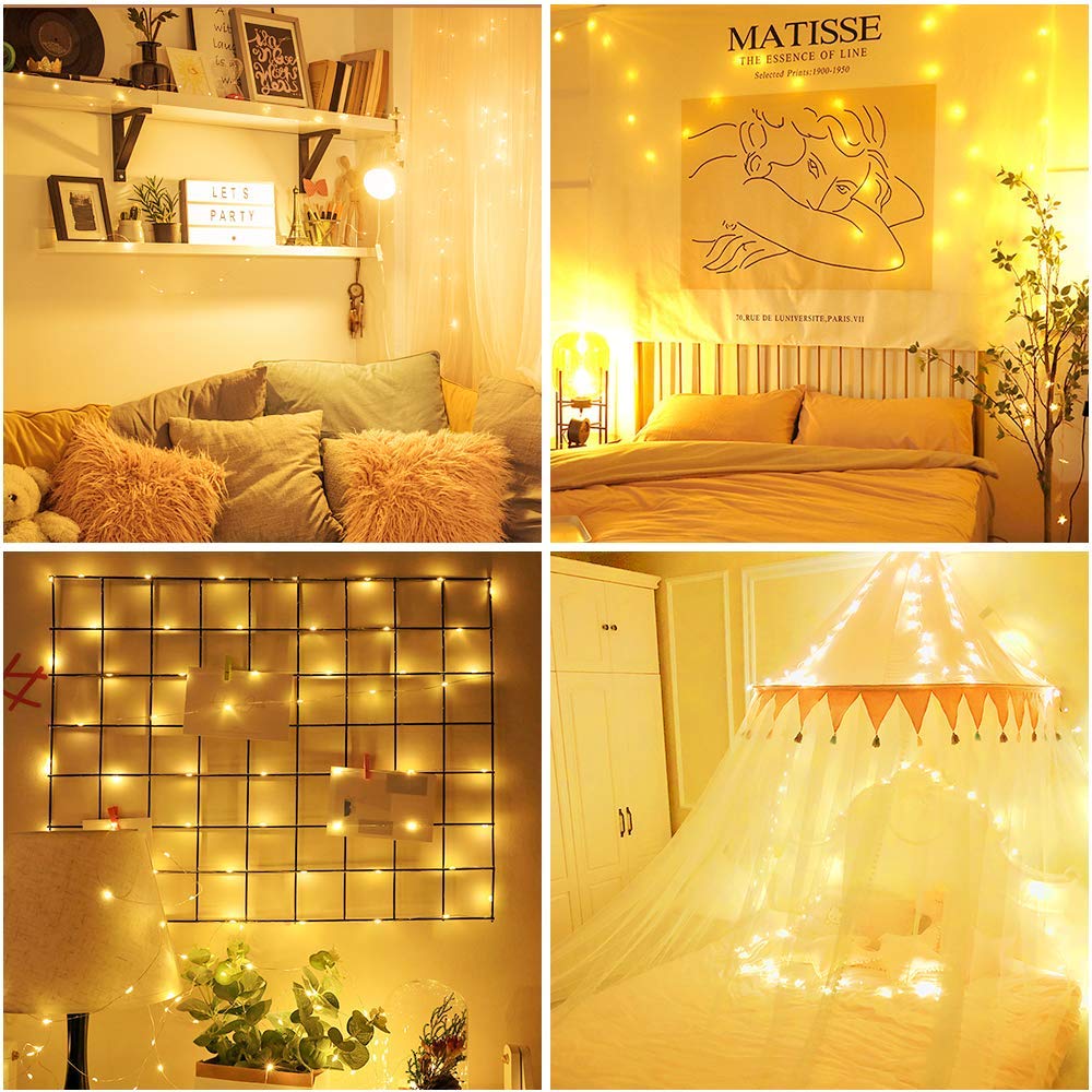 Moobibear copper wire lights with 300 LEDs for flexible layouts.