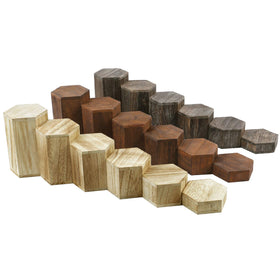 MOOCA flatlay of hexagon risers for product photography.