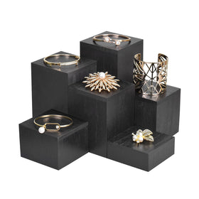MOOCA lightweight wooden riser set supports easy rearrangement.
