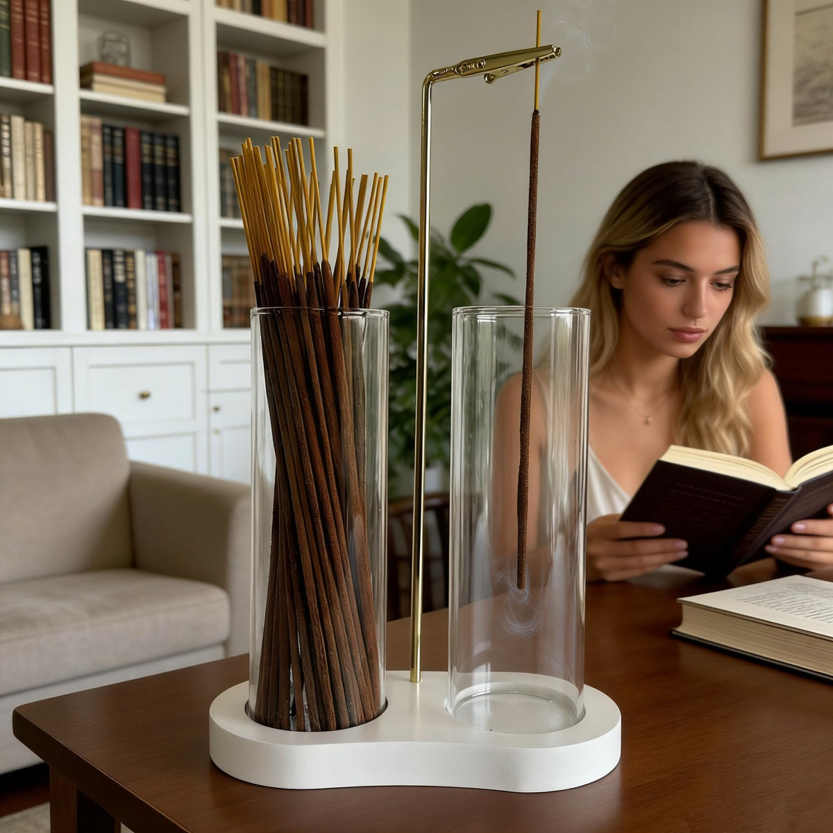 Moocervi white incense holder storage tubes neatly organize sticks before use